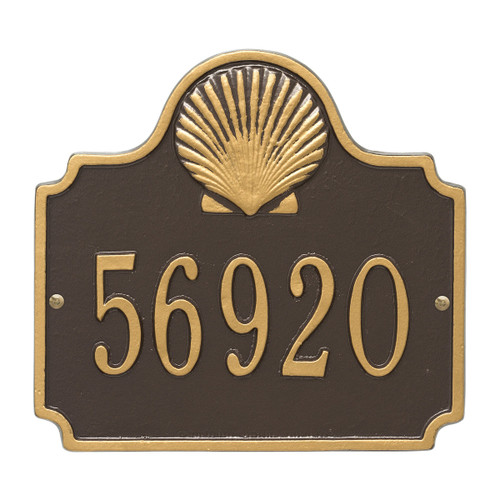 Shell House Number Plaque - Bronze & Gold