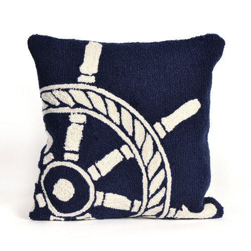 Ship Wheel Navy Indoor/Outdoor Pillow