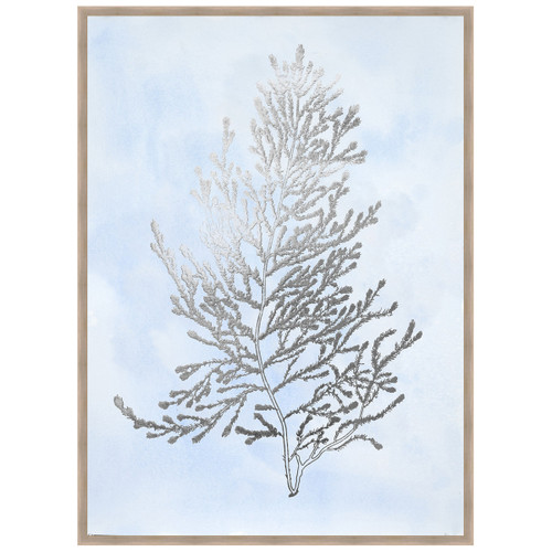 Silver Foil Algae IV on Blue Framed Print