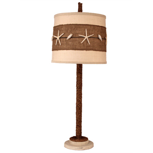 Sisal Rope Table Lamp with Seashell Shade