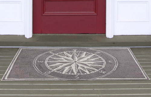 Skipper's Compass Gray Indoor/Outdoor Rug - 2 x 3