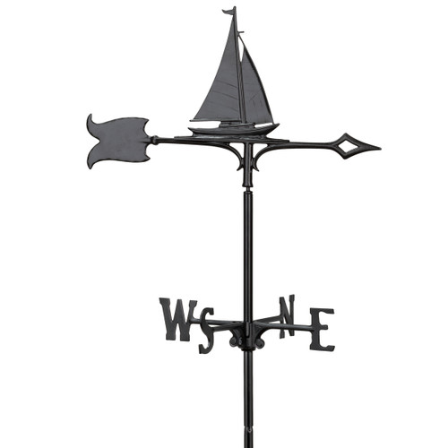 Smooth Black Sailboat Weathervane - 30 Inch