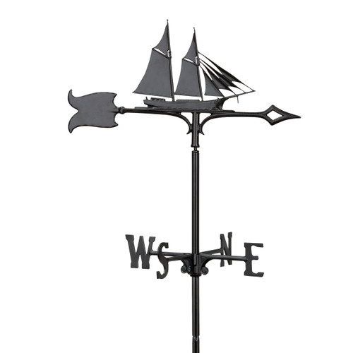 Smooth Black Schooner Weathervane - 30 Inch