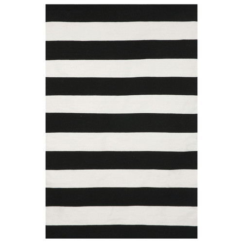 Sorrento Rugby Stripe Black Rug - 2 x 3