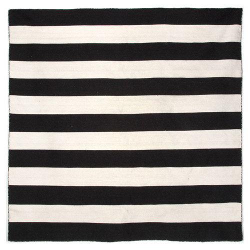 Sorrento Rugby Stripe Black Rug - 8 x 8 - OUT OF STOCK UNTIL 09/10/2025