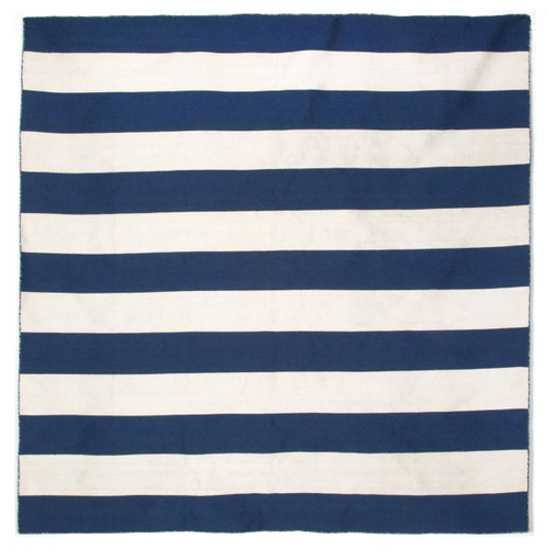 Sorrento Rugby Stripe Navy Rug - 8 x 8
