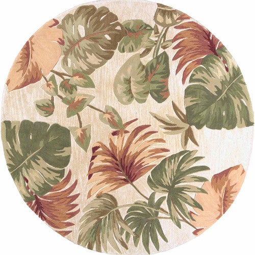 Sparta Beige Palm Leaves Rug - 8 Ft Round