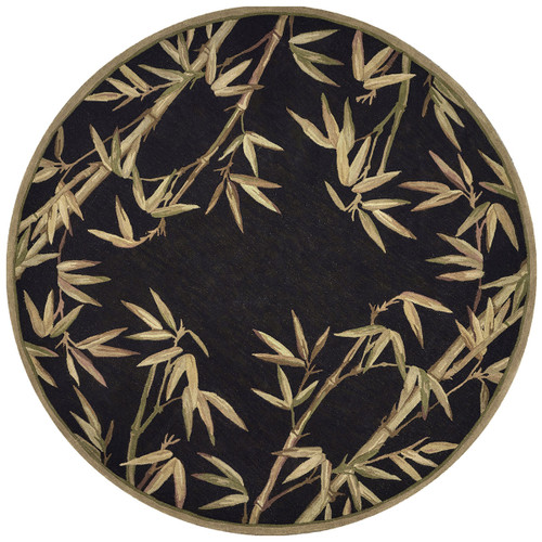 Sparta Black Bamboo Double Border Rug - 8 Ft Round