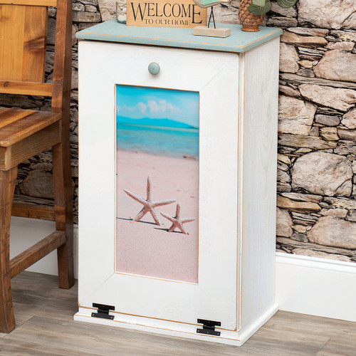 Starfish Beach Wood Trash Bin