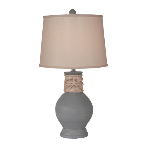 Weathered Seaside Villa Round Pot w/ Rope and Starfish Accent