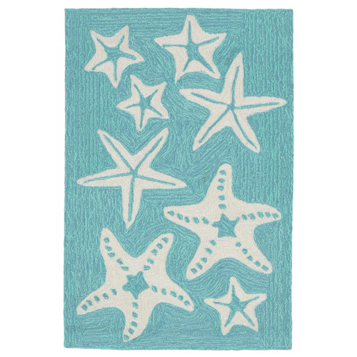 Starfish Sea Blue Indoor/Outdoor Rug - 2 x 3