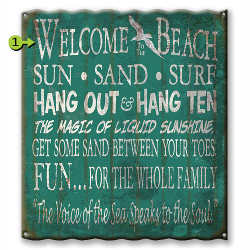 Sun Sand Surf Corrugated Metal Personalized Sign