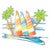 Striped Sails at Sunset Metal Wall Art