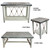 Mariner's Table Set with Square End Tables & Gray Top (4pcs)
