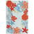 Blue and Coral Stars Indoor/Outdoor Rug - 8 x 10