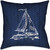 Navy and Coral Blocks Sailboat Pillow