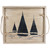 Navy Sailboats Wood Tray with Rope Handles