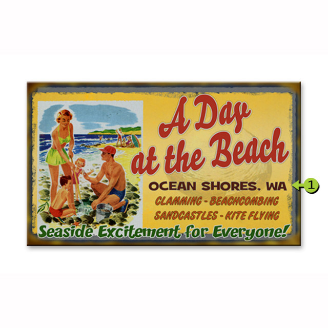 A Day at the Beach Location Personalized Sign - 14 x 24