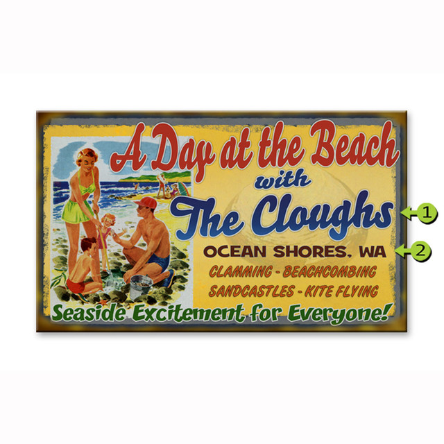 A Day at the Beach Name Personalized Sign - 14 x 24