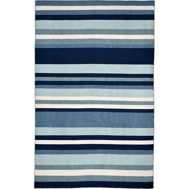 Carlsbad Aqua Stripes Indoor/Outdoor Rug - 5 x 8