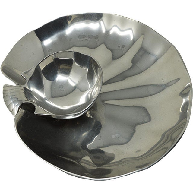 Pewter Seashell Chip & Dip Tray