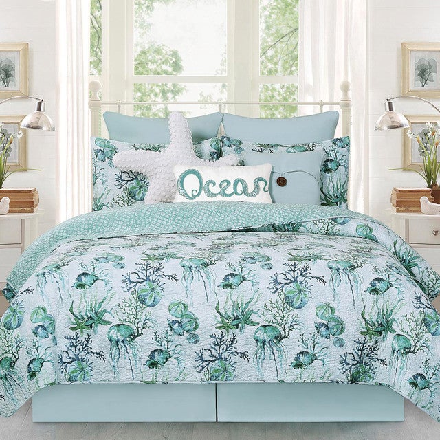 Aqua Bay Quilt Bed Set - Twin