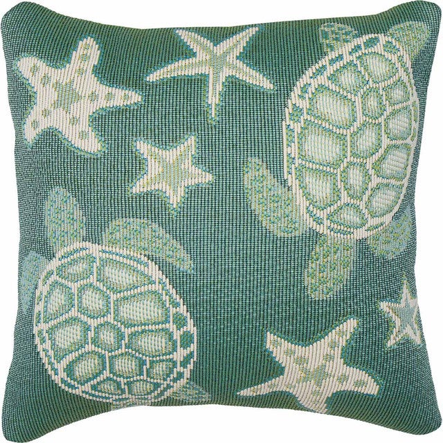 Aruba Turtle & Shells Accent Pillow - Aqua