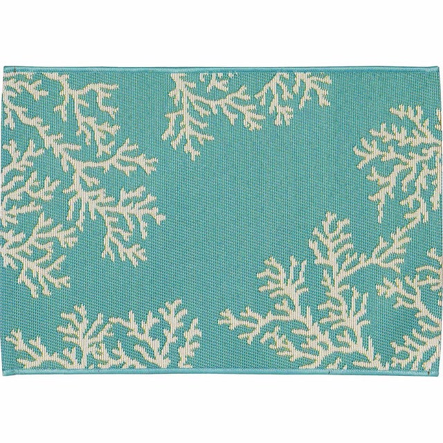 Aqua Coral Cluster Rug - 2 x 3 - OUT OF STOCK UNTIL 07/06/2026