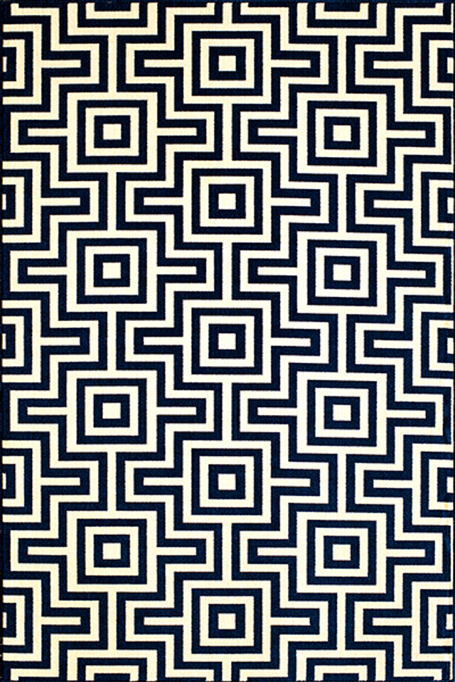 Baja Navy Fret Rug - 2 x 4