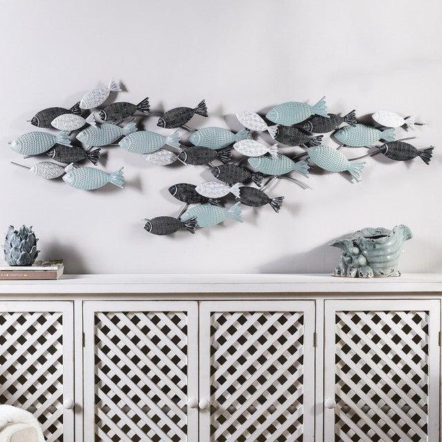 Misty Fish School Metal Wall Art