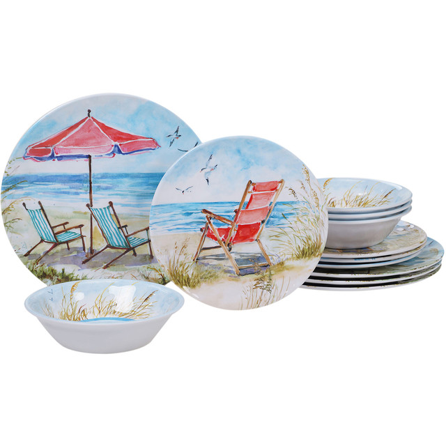 Beach Chairs 12-Piece Dinnerware Set