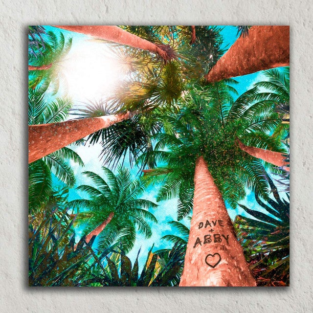 Palm Canopy Personalized Stretched Canvas Art - Small