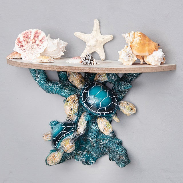 Blue Sea Turtles Wall Shelf