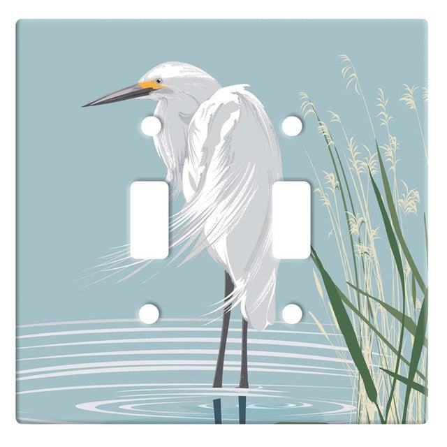 Great Egret Double Switch Plate