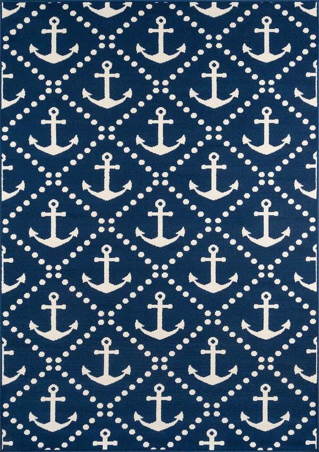 Anchors Away Navy Indoor/Outdoor Rug - 2 x 5