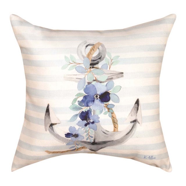 Floral Anchor Indoor/Outdoor Pillow