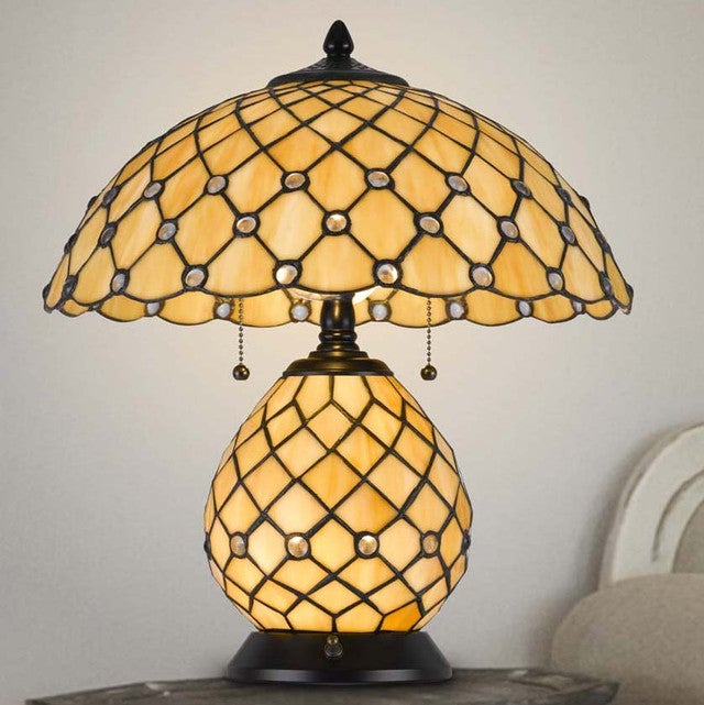 Vintage Art Glass Dual Light Table Lamp