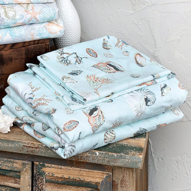 Aqua Shells Sheet Set - Twin