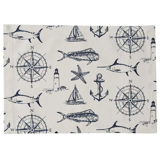 Nautical Navigator White Placemats - Set of 4