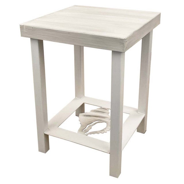 White Conch Square End Table
