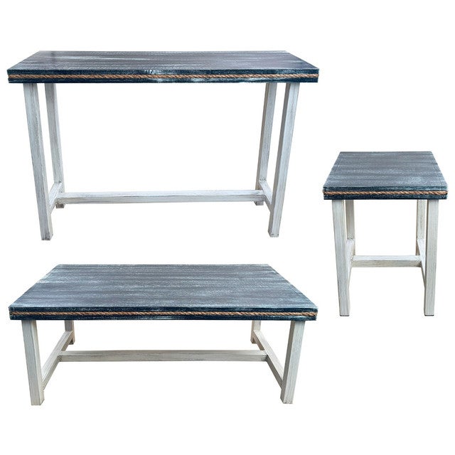 Bow Line Table Set with Square End Tables (4pcs)
