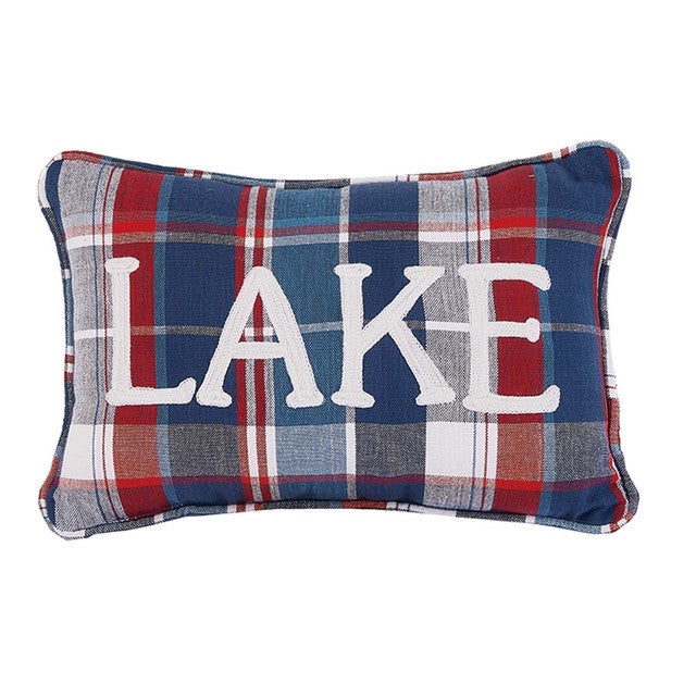 Coastal Lake Plaid Pillow