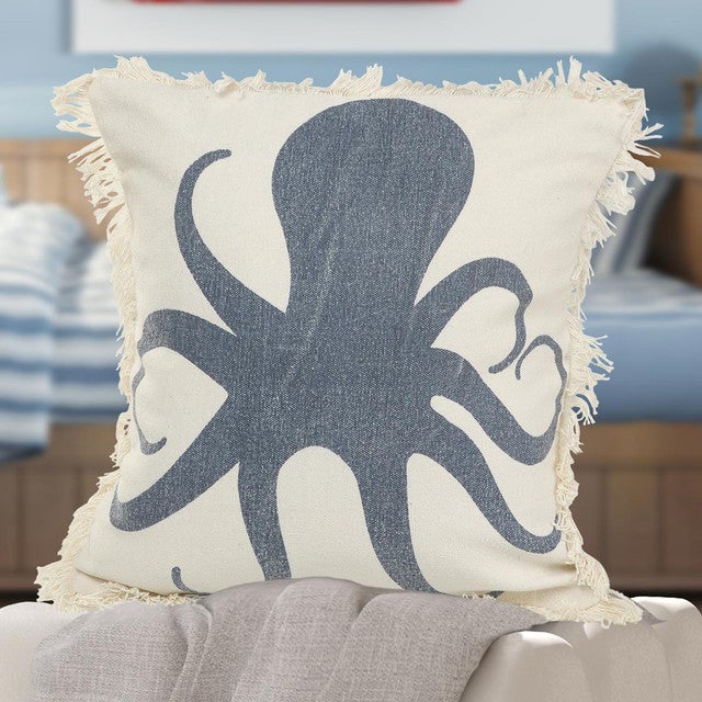 Indigo Octopus Pillow