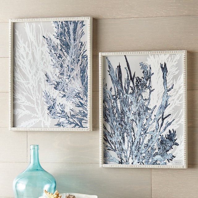 Blue & White Coral Wall Art