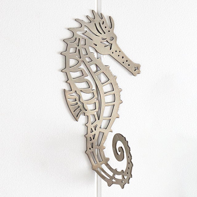 Silver Seahorse Double Towel Hook