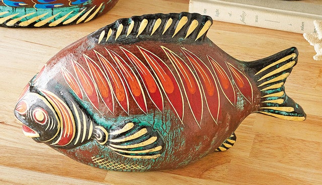 Red Fish Clay Sculpture - OVERSTOCK