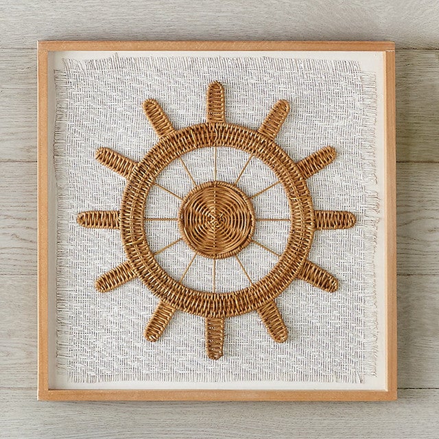 Rattan Wheel Framed Wall Art- SALE