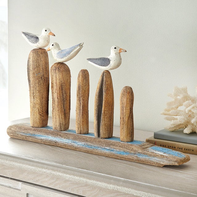 Seabirds Wooden Sculpture