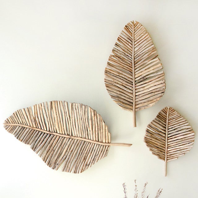 Driftwood Tropical Leaf Wall Art - Set of 3