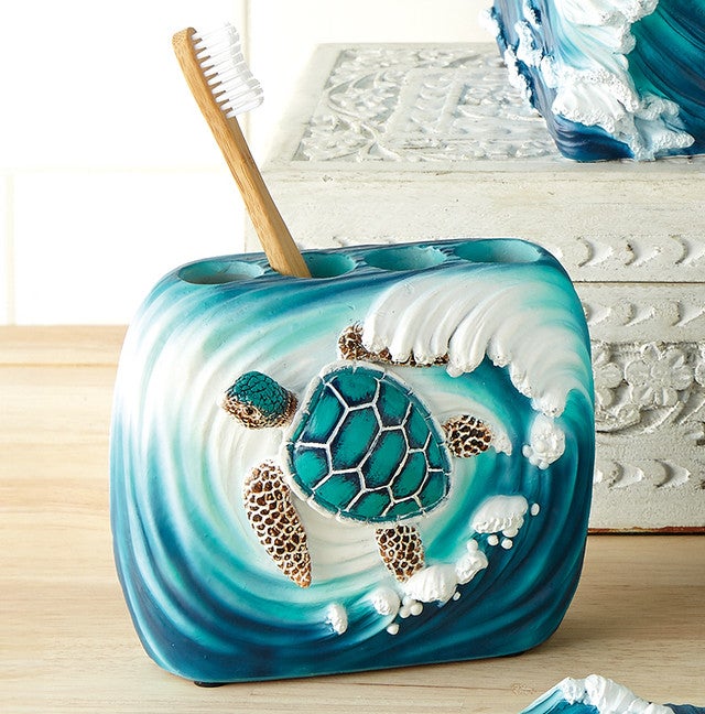 Blue Sea Turtle Toothbrush Holder